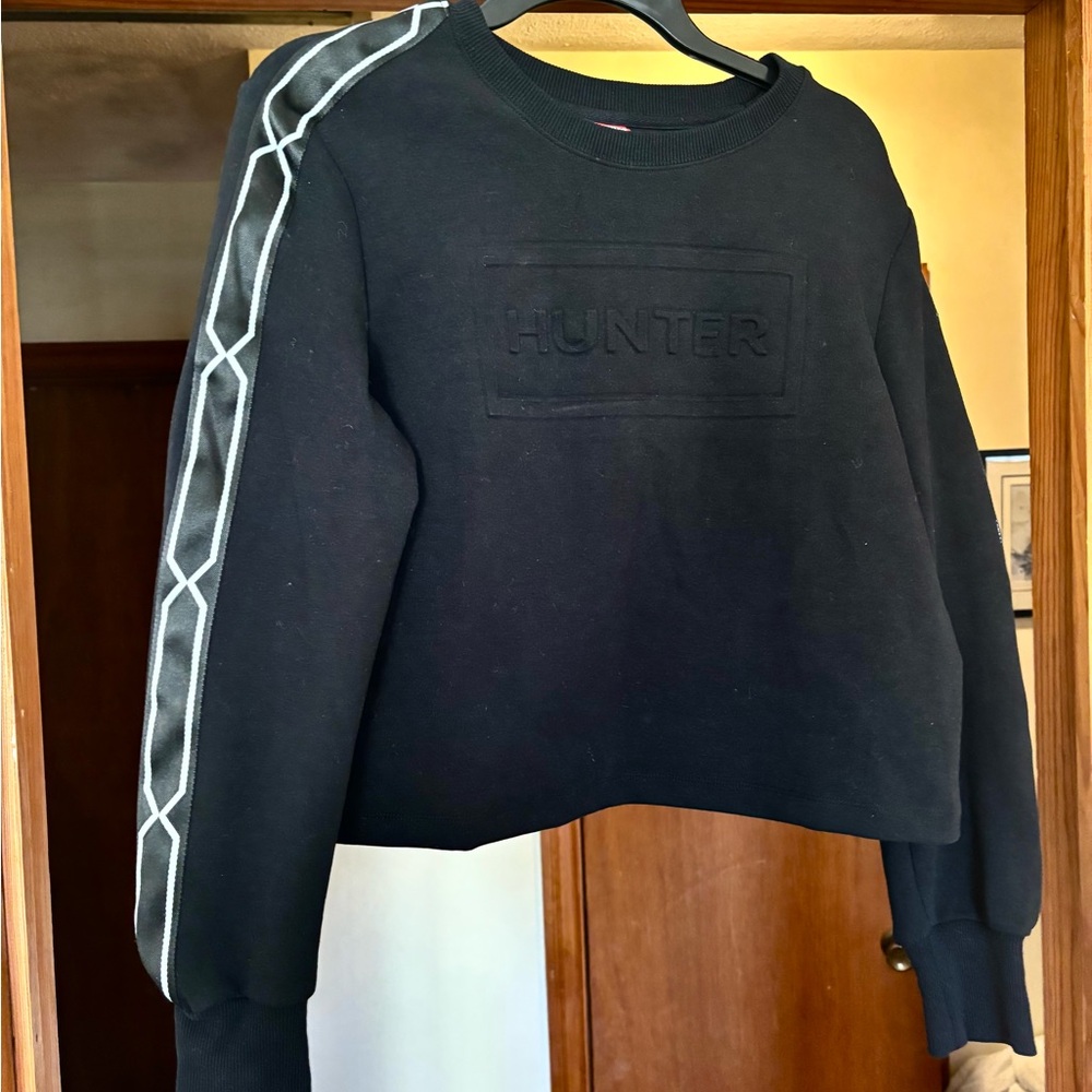 Hunter Black Crew Neck Sweater with Stripe Detail